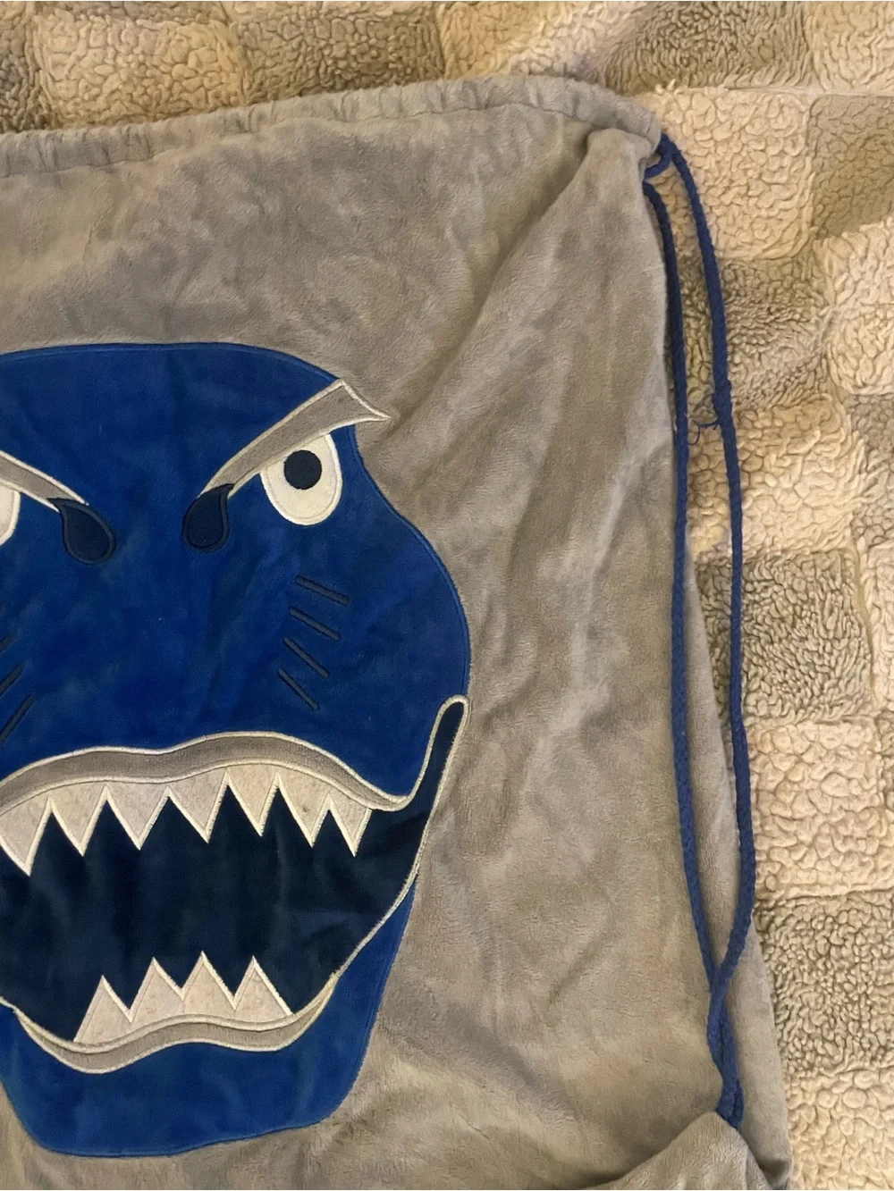 Blue Dino Drawstring Sling Bag
